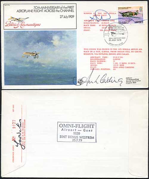FF5b 70th Ann 1st Aeroplane Flight Across the Channel Signed by 2 Pilots (A)