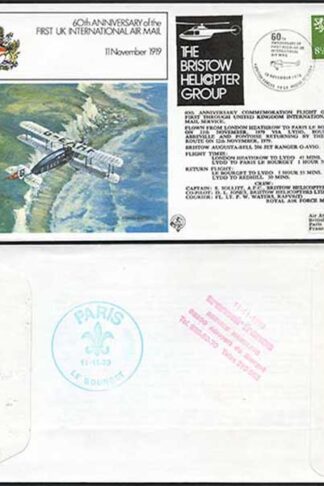 FF9a 60th Ann of the 1st UK Int Air Mail Standard Cover