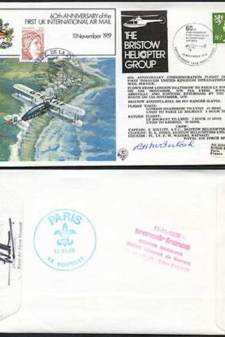 FF9c 60th Ann of the 1st UK Int Air Mail Signed by McIntosh (A)
