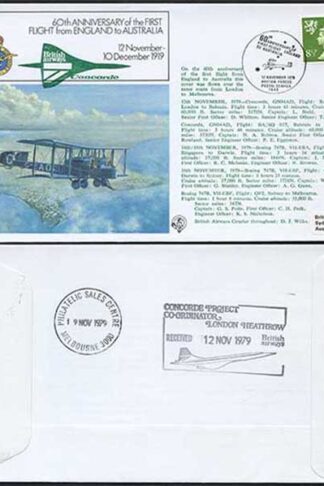 FF10a 60th Ann if the 1st Flight Fron England to Australia Standard Cover