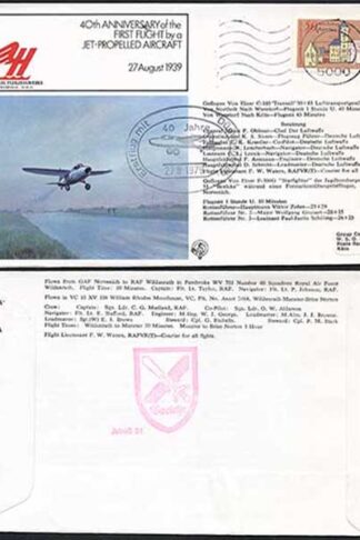 FF11a 40th Ann of the 1st Flight by a Jet-Propelled Aircraft Standard Cover