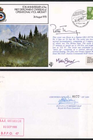 FF15c 10th Ann 1st deployment Overseas Signed by Gp Capt and Air Marshal (A)