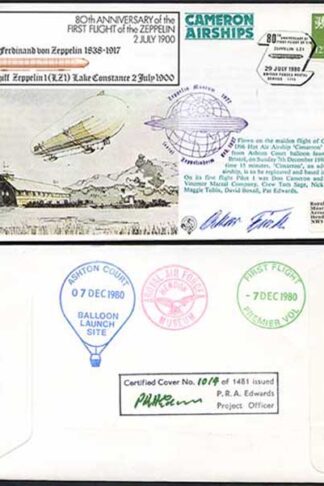 FF18c 80th Ann 1st Flight of the Zeppelin Signed by Oscar Fink (A)