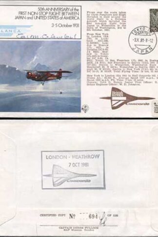 FF34c 1st Non-Stop Flight Between Japan and USA Signed by Carl M Cleveland (B)