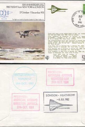 FF36a 1st Flight from New York to London Standard Cover