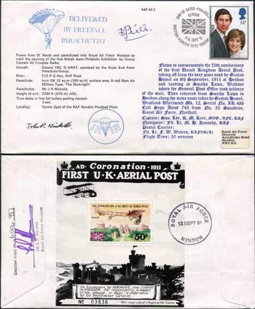 AC2c 70th Ann 1st UK Aerial Post Hendon and Windsor Double Signed (B)