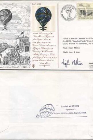 AC12a 200th Ann 1st Manned Aerial Voyage from British Soil Pilot Signed
