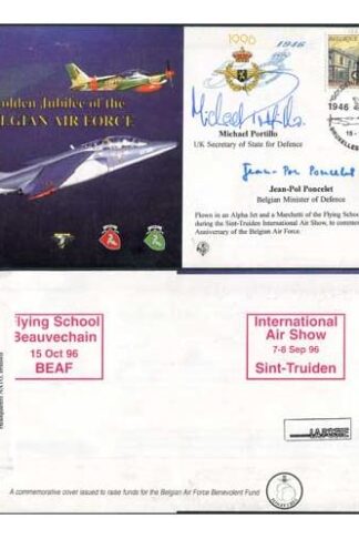 JS(CC)20c Golden Jubilee of the Begian Air Force Signed by Portillo and Poncelet