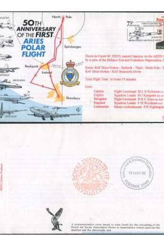 JS(CC)6a 50th Anniv of the 1st Aries Polar Flight Standard Cover