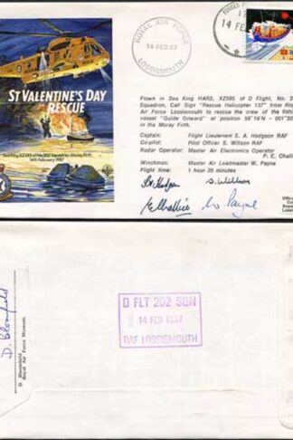RD10 St Valentines Day Rescue Signed All Members of Sea King Crew 17p Stamp (A)