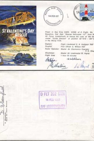 RD10 St Valentines Day Rescue Signed by All Member of Sea King Crew 22p Stamp