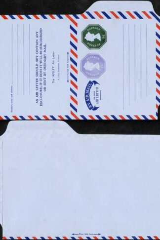 ASP63 9d Deep Green and 1/- Pale Violet Stamped to order Airmail Letter sheet M