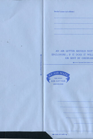 AP10 6d Parliament Stamp Air Mail Letter Sheet (Cut/Same lengths Address)