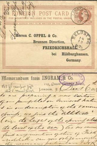 CP5 QV 1 1/4d Brown Foreign Card Format CF2 Stamp L2 Used