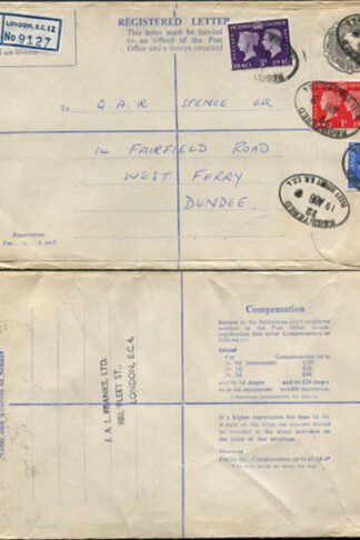 RP79 1/3 Grey Post Office Registered Envelope Format R17 Size H uprated