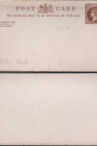 CP11b QV 1/2d + 1/2d Brown Reply Card Format CF3 Linen Strip on Stout Card Mint