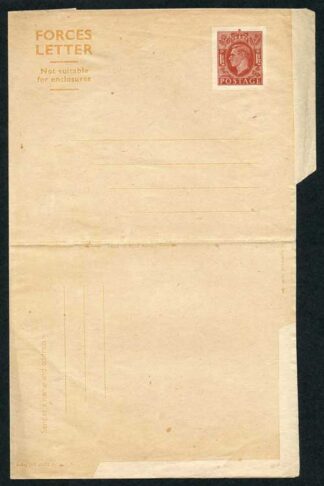 APF6 1 1/2d Forces Airmail Lettersheet SOLID Address line mint