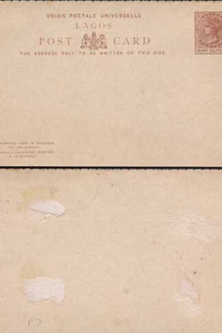 Lagos QV 1/2d Replycard mint