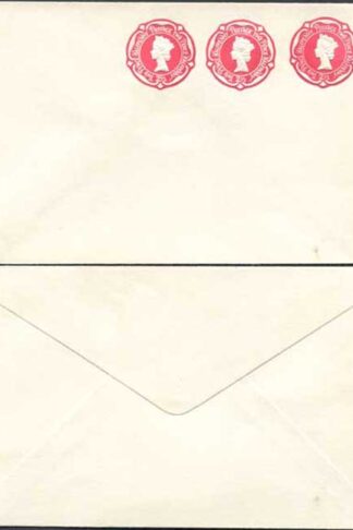 ESC966B THREE 2 1/2d Carmine Stamped to Order Envelope mint