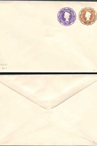 ESCP907 QEII 1/- Brown and 3d Violet Stamped To Order Envelope Mint
