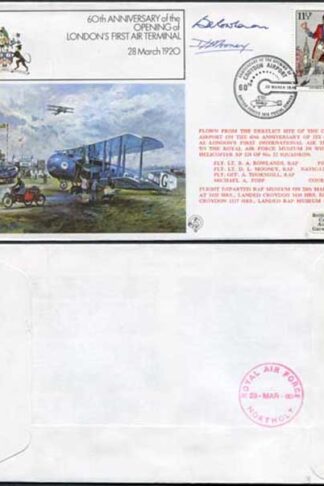 FF14b 60th Ann Opening of Londons 1st Air Terminal Signed by Pilot and Nav (B)