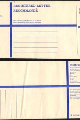 RP89 3/4 Grey Post Office Registered Envelope Size K Mint