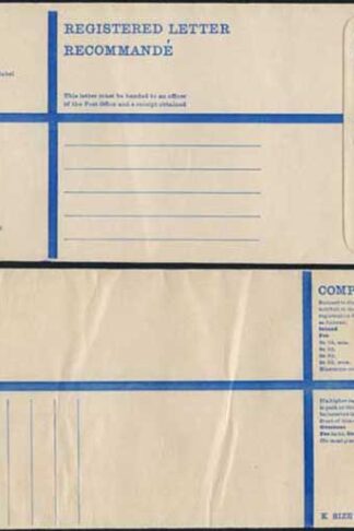 RP89 3/4 Grey Post Office Registered Envelope Size K Mint