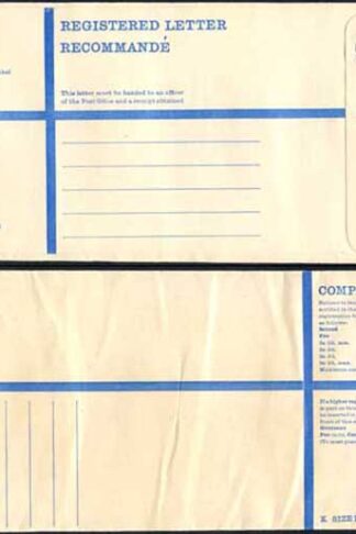 RP89 3/4 Grey Post Office Registered Envelope Size K Mint