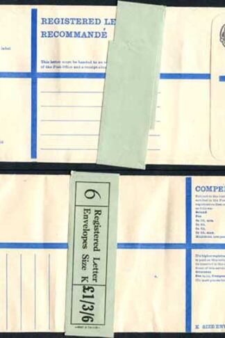 RP89 3/4 Grey Post Office Registered Envelope Size G Mint with band