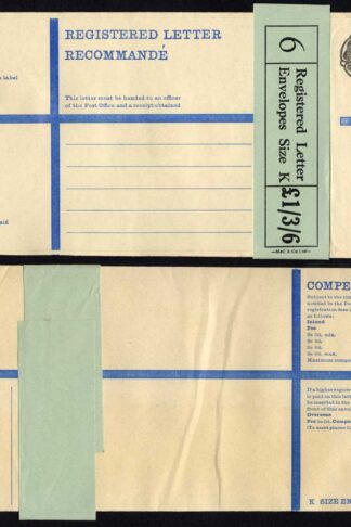 RP89 3/4 Grey Post Office Registered Envelope Size K Mint with Band