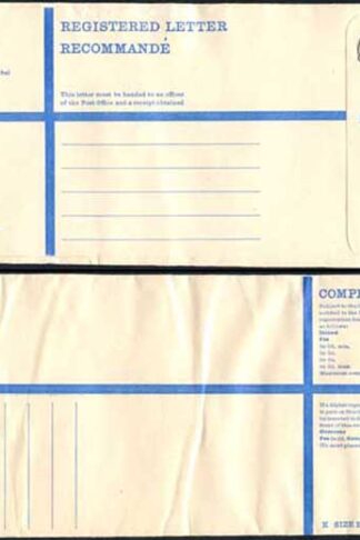 RP89 3/4 Grey Post Office Registered Envelope Size K Mint