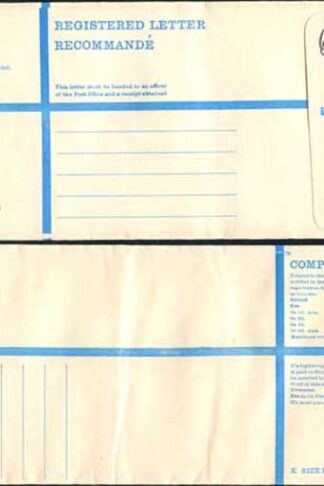 RP89 3/4 Grey Post Office Registered Envelope Size K Mint