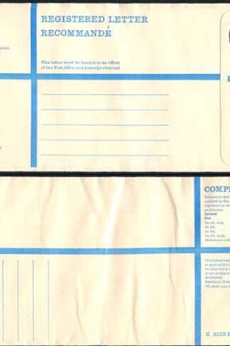 RP89 3/4 Grey Post Office Registered Envelope Size K Mint