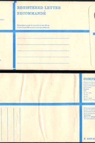 RP89 3/4 Grey Post Office Registered Envelope Size K Mint
