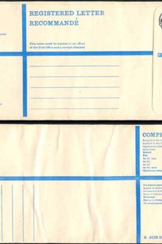 RP89 3/4 Grey Post Office Registered Envelope Size K Mint