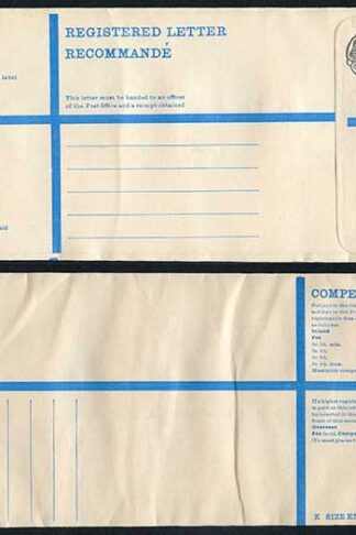 RP89 3/4 Grey Post Office Registered Envelope Size K Mint