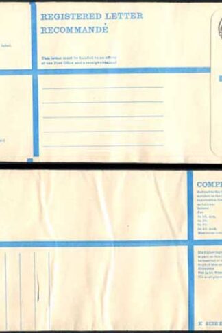 RP89 3/4 Grey Post Office Registered Envelope Size K Mint