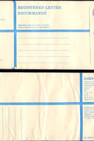 RP89 3/4 Grey Post Office Registered Envelope Size K Mint