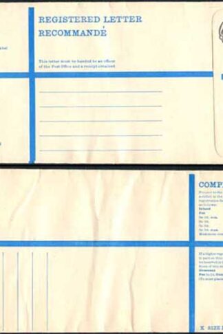 RP89 3/4 Grey Post Office Registered Envelope Size K Mint