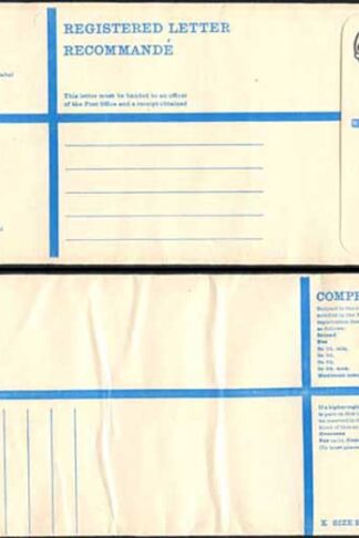 RP89 3/4 Grey Post Office Registered Envelope Size K Mint