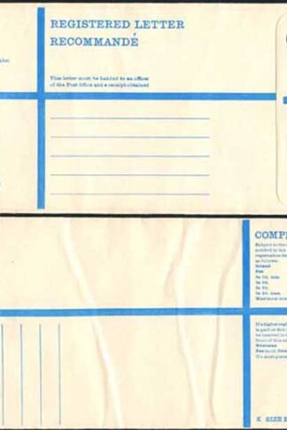 RP89 3/4 Grey Post Office Registered Envelope Size K Mint