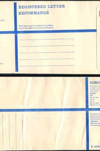 RP89 3/4 Grey Post Office Registered Envelope Size K Mint