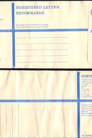 RP89 3/4 Grey Post Office Registered Envelope Size K Mint