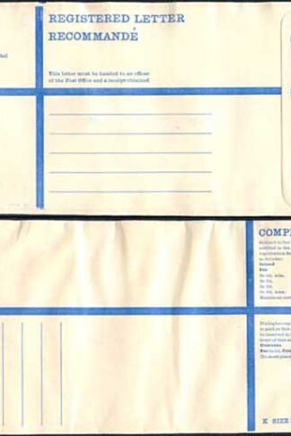RP89 3/4 Grey Post Office Registered Envelope Size K Mint