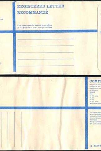 RP89 3/4 Grey Post Office Registered Envelope Size K Mint