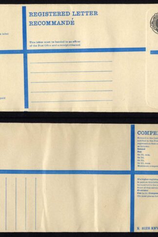 RP89 3/4 Grey Post Office Registered Envelope Size G Mint with band