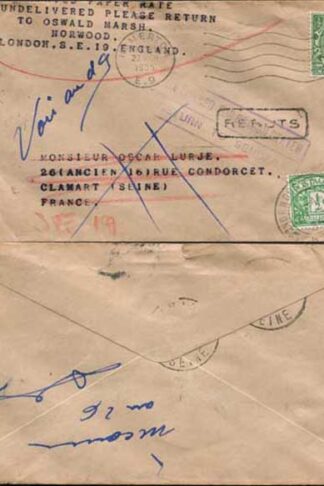 1935 1/2d Post due on commercial cover