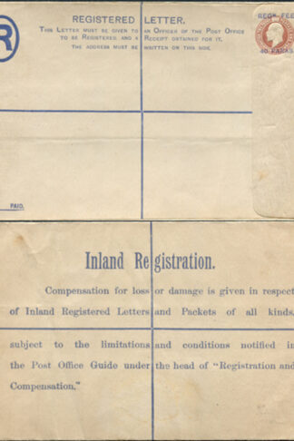 RP24 KEVII 3d Brown Registered Envelope Size H opt 40 PARAS