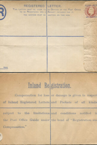 RP24 KEVII 3d Brown Registered Envelope Size H opt 40 PARAS
