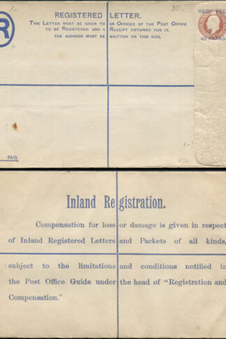 RP24 KEVII 3d Brown Registered Envelope Size H opt 40 PARAS